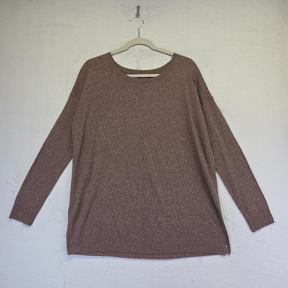 Vince Sweater Womens M Brown Wool Silk Knit Spackle Quiet Luxury Minimalist‎